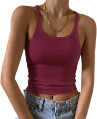 Artfish Women's Sleeveless Tank Top Form Fitting Scoop Neck Ribbed Knit Basic Cami Shirts