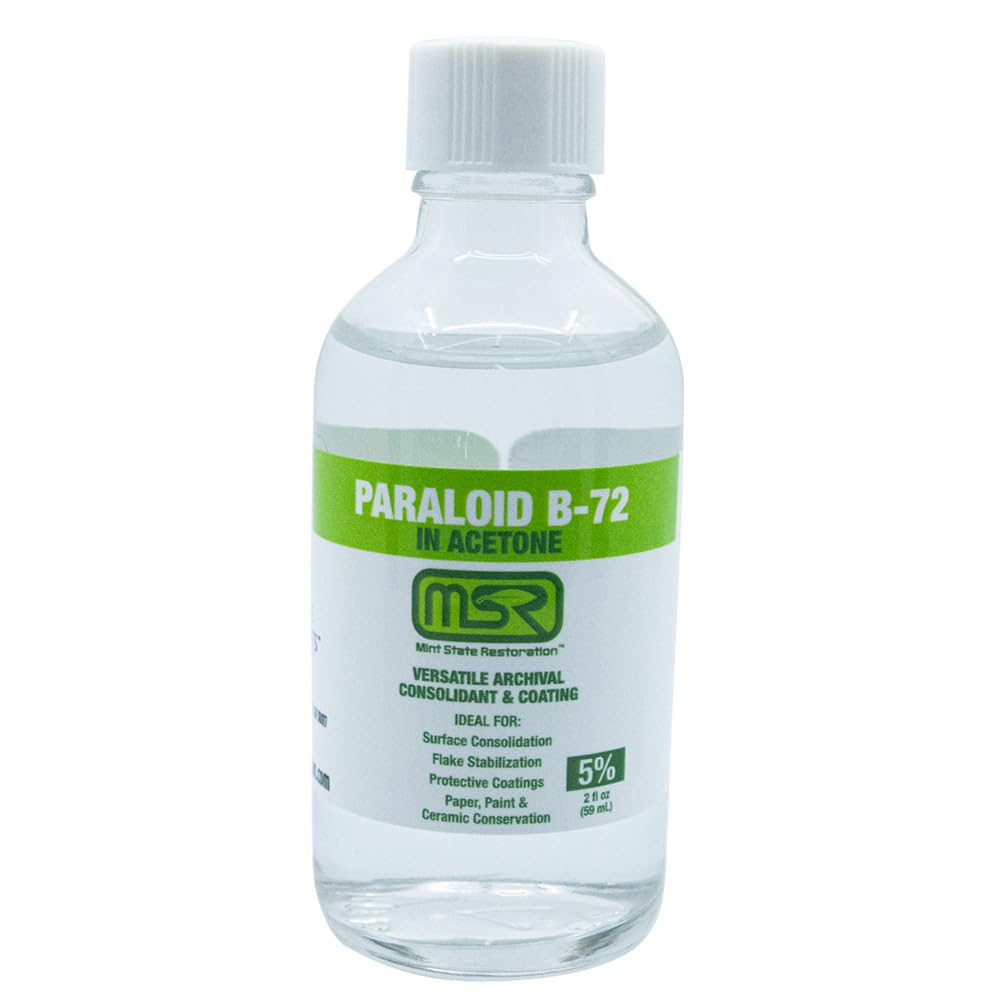 Paraloid B-72 Archival Adhesive & Consolidant in Acetone – Mint State Restoration (MSR) – Available in 5%, 10%, 25% (5% Low Strength, 8 oz)