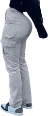 High Waisted Cargo Pants for Women Fashion Straight Wide Leg Streetwear Denim Pants Y2K Jean Trousers with Pockets