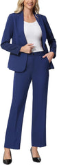 Lamgool Women's Suits 2 Piece Blazer Pants Set Peak Lapel One Button Business Outfits for Work Professional