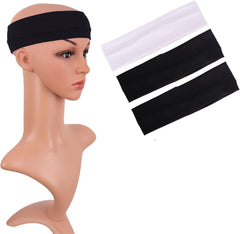MapofBeauty 3 Pack Yoga Headbands Stretchy Cotton Head Band Hairwarp Sports Running Exercise Gym