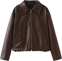 Women's PU Leather Jacket Coat Winter Warm Faux Motorcycle Biker Jacket Outerwear For Fall Winter Fashion
