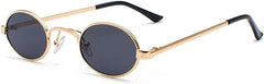 Small Frame Oval Sunglasses for Men Metal Punk Retro Shades Round Steampunk Uv400