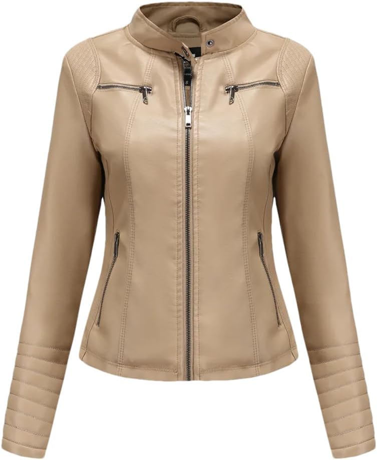Women's Thin Motorcycle Leather Jacket‌ Spring American Cropped Fashion Trendy Coat