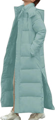 Mmoneyake Long Puffer Coats for Women Winter Thickened Down Jacket Heavyweight Parka Coat Trendy Outerwear with Side Buttons