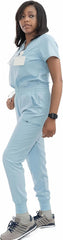 Uniforms World Ava Scrubs Set for Women — Classic fit Top & Slim Jogging Pants, Yoga Waistband, 9 Pockets, Anti-Wrinkle