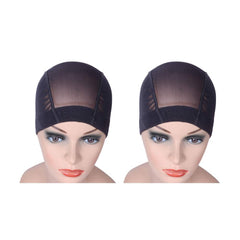 YANTAISIYU 2 Pcs/Lot Wig Caps Mesh Cap for Making Wig Stretchable Hairnets with Wide Elastic Band Mesh Dome Cap for Wigs (Black Mesh Cap M)