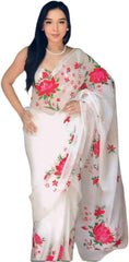Ready to wear saree one min ready saree Pre draped pre-stitched sari with Unstitched Blouse