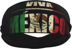 Mexico Headbands for Hiking Running Cycling Mexico Flag Headbands Mexican Sweatbands Wide Head Bands