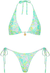 Women's 2 Pieces Zebra Striped Bikini Set Halter Triangle Swimsuit Y2K Tie Side Bathing Suit