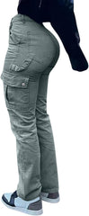 High Waisted Cargo Pants for Women Fashion Straight Wide Leg Streetwear Denim Pants Y2K Jean Trousers with Pockets