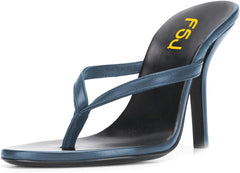 FSJ Women Fashion Thong Flip Flops Stiletto High Heels Slip On Almond Toe Casual Sandals Summer Beach Dressy Slipper Comfy Shoes