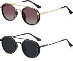 2 Pcs Couple Driving Sunglass Gift Set: EL97R Genuine UV400 HD Polarized Shades | Men Women Unisex