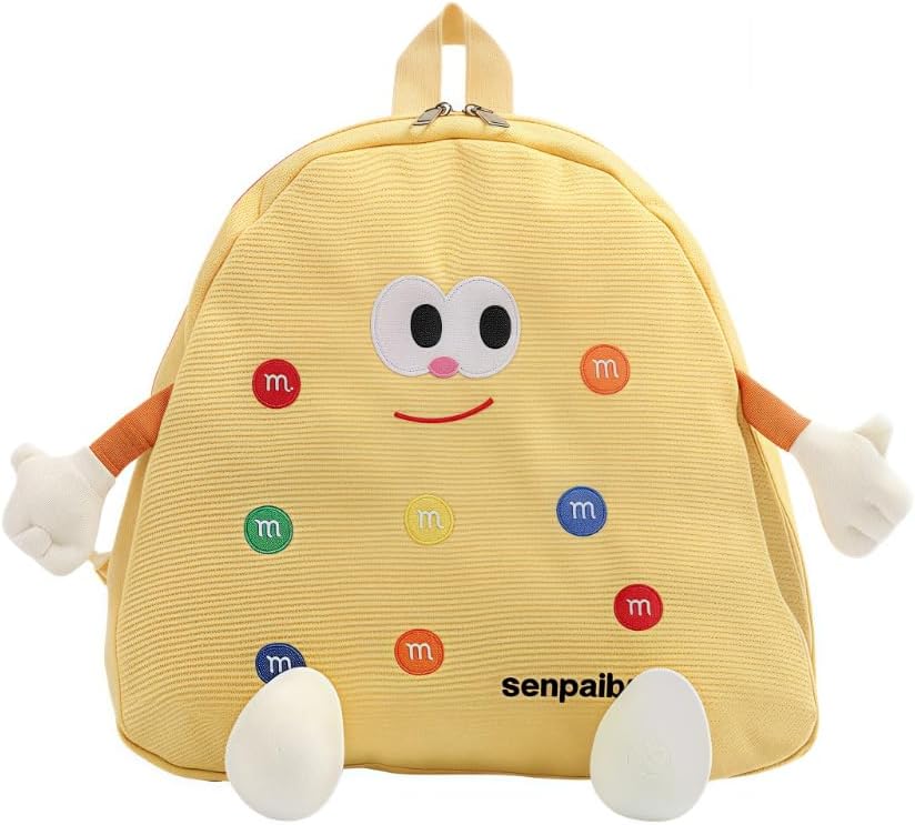 Kawaii Cartoon Pattern Backpack Aesthetic Cute Backpack Lightweight canvas bag Fashion Portable&Practical Handbag (Yellow)