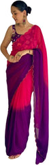 Ready to wear saree one min ready saree Pre draped pre-stitched sari with Unstitched Blouse