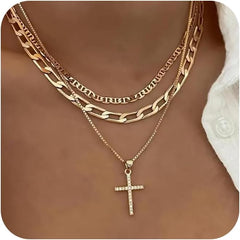 Cross Necklace for Women 14K Gold Plated Dainty Heart Cross Pendant Choker Simple Trendy Cute Cross Charm Diamond Necklace Faith Jewelry Religious Minimalist Gift