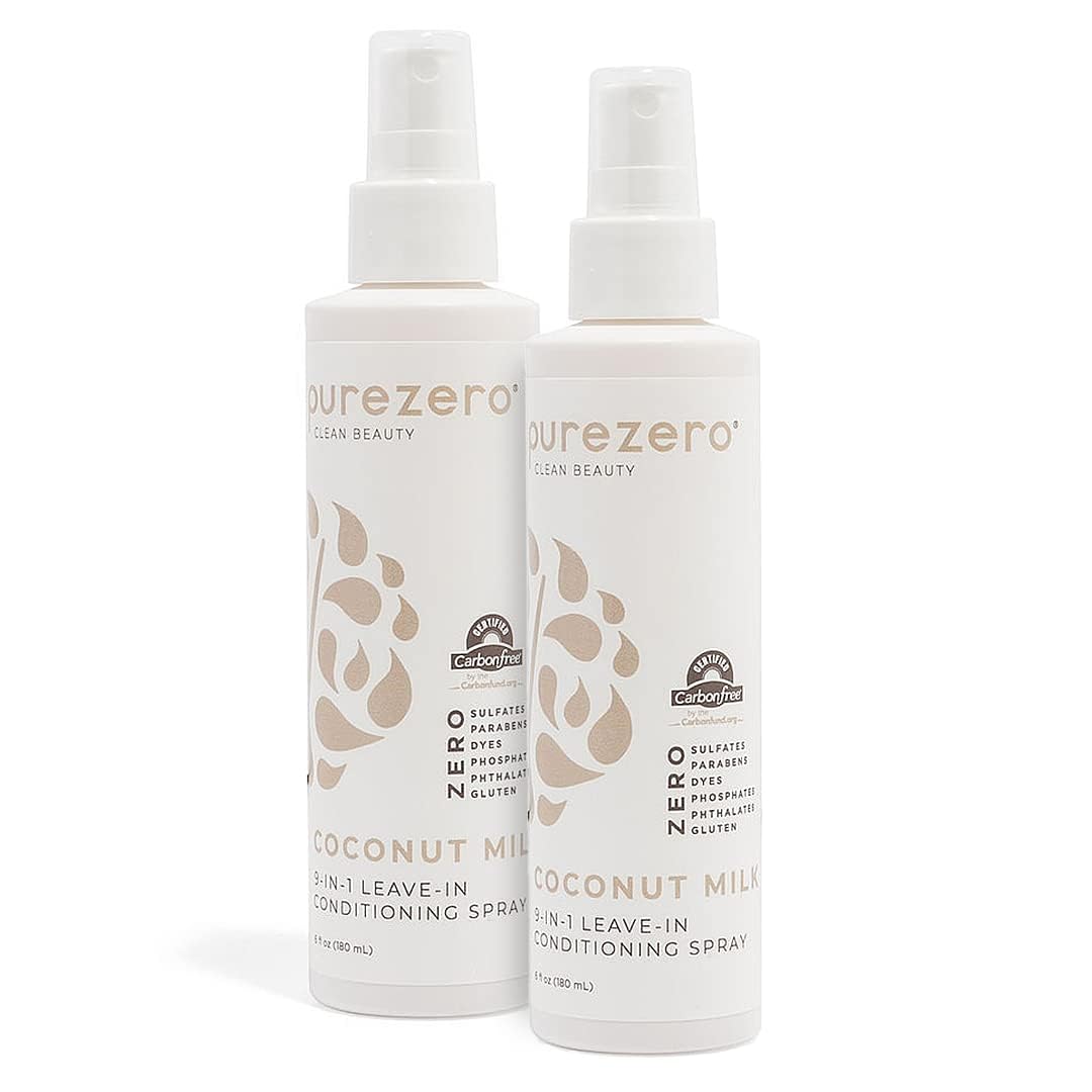 Purezero 9-in-1 Leave-In Conditioner Spray 6 oz – Multi-Action Hair Treatment for Moisture, Detangling, Frizz Control, Heat Protection, and Shine