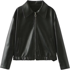 Women's PU Leather Jacket Coat Winter Warm Faux Motorcycle Biker Jacket Outerwear For Fall Winter Fashion