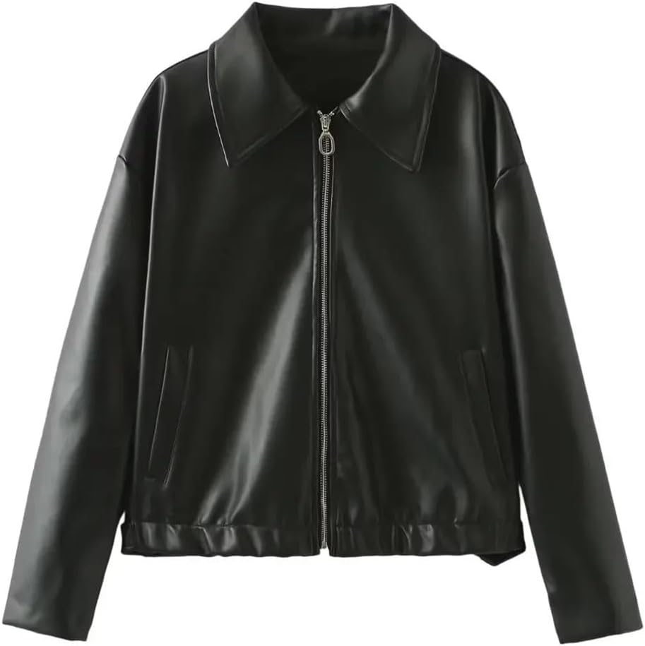 Women's PU Leather Jacket Coat Winter Warm Faux Motorcycle Biker Jacket Outerwear For Fall Winter Fashion