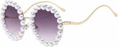 Trend Luxury Pearl Decorative Sunglasses Men Women Fashion Metal Frame Round Outdoors Travel Sun Glasses Uv400