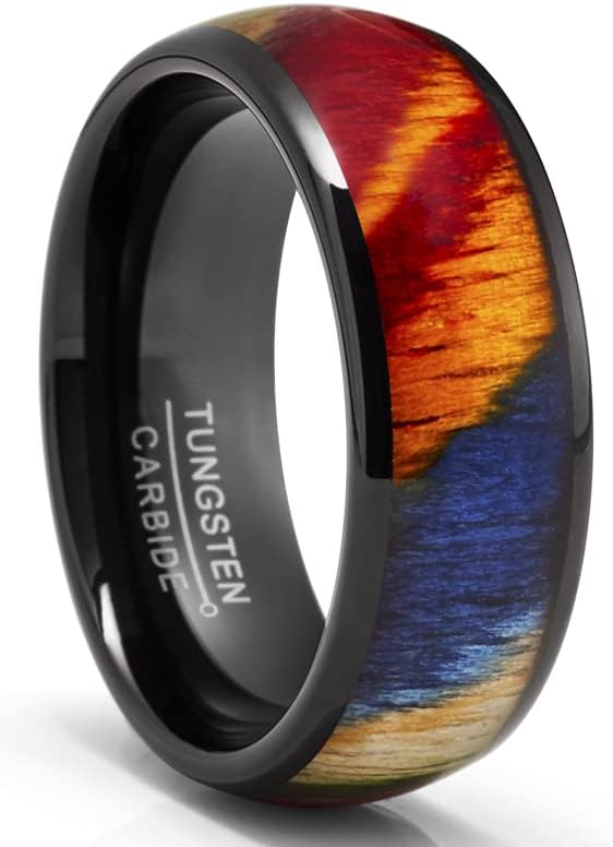 Metal Masters CO. Tungsten Carbide Mens Ring Wedding Band Rosewood 8MM Comfort-Fit Multicolor Black