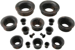 Generic Pair (2PCS) MAYAN BLACK ARENG WOOD TUNNELS Double Flared Gauges Organic Ear Plugs 9337