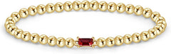 Free bird Birthstone Beaded Bracelet for Women Dainty 14K Gold Plated Stretchable Beaded Bracelet Hypoallergenic Waterproof Trendy Stackable Bracelet Birthstone Jewelry Gift for Birthday Christmas Valentine's Day