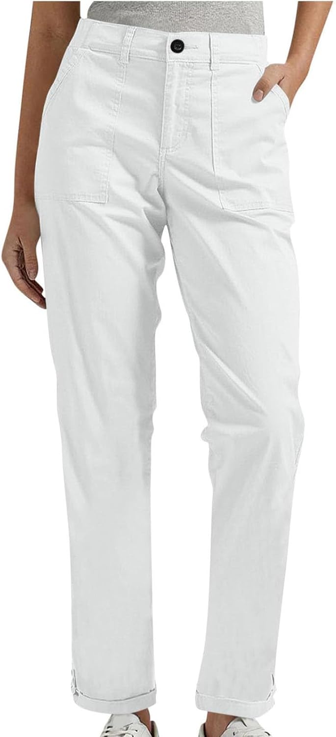 Women Work Dress Pants Wide Leg High Waist Straight Twill Chino Slacks Ankle Pants Business Casual Trousers Fall Outfits