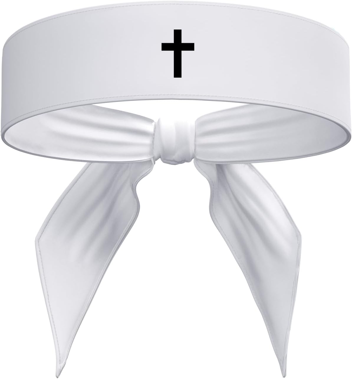 Cross Sports Head Tie Headband Sweat Fitness Black White - Christian Jesus God Scripture Bible Verse Faith Men's Women's Kids