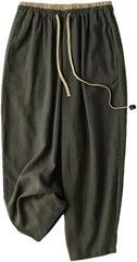 Women's Casual Solid Lace Up Elastic High Waist Loose Wide Leg Pants Ankle-Length Pants
