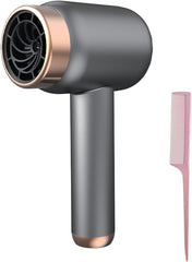 2025 Battery Hair Dryer Rechargeable with USB Charging Cold Hot Wind Wireless Hair Dryer with Battery for Travel Camping (Gray Hair Dryer Comb Set)
