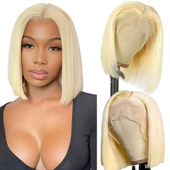 Bob Wig Human Hair 200 Density Virgin Remy Hair Double Drawn Human Hair Wig 3x Longer Lifespan 13x4 HD Lace Front Wigs Human Hair Pre Plucked Bone Straight Short Bob Natural Black 10”