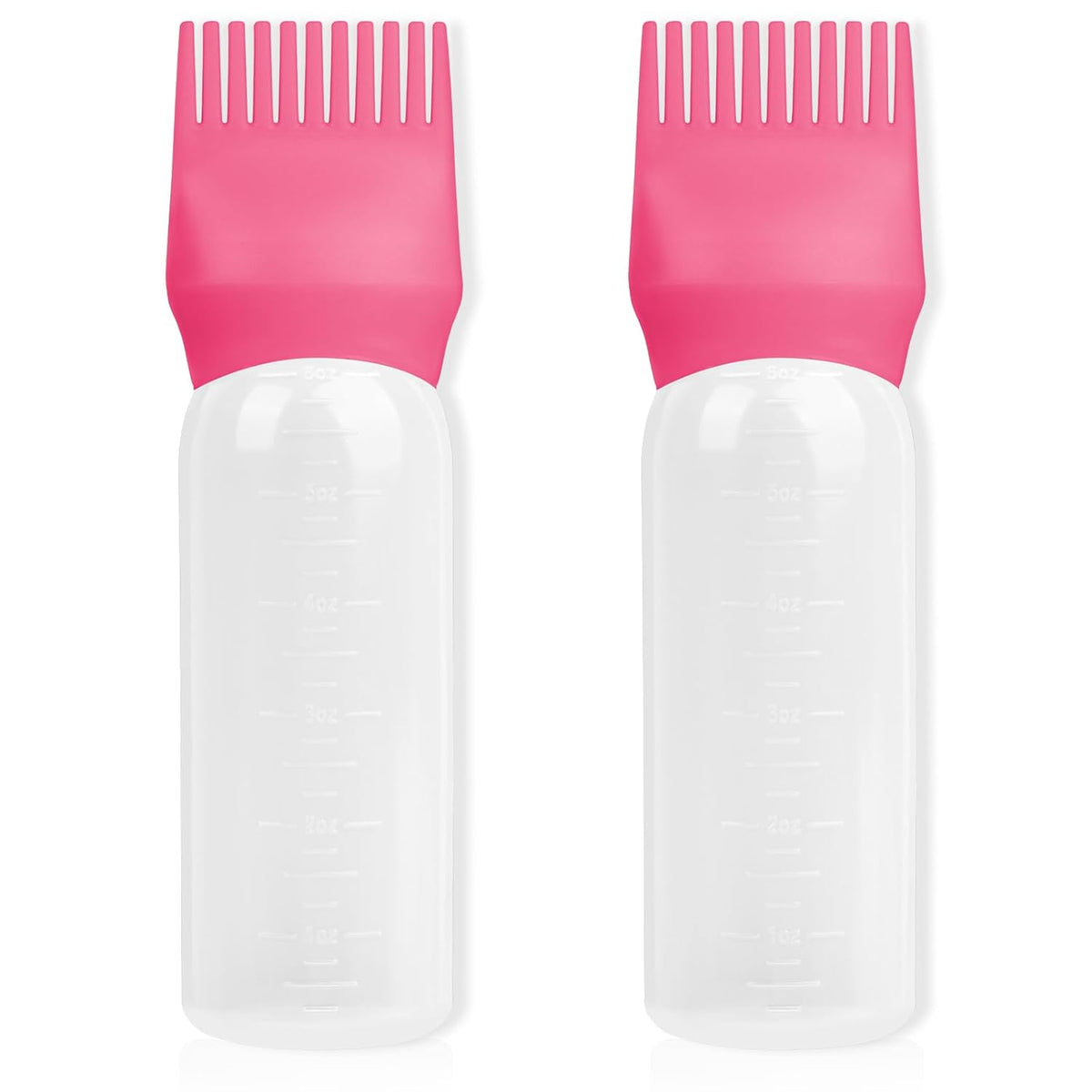 BLAAROOM 2Pack Root Comb Applicator Bottle - 6 Oz Hair Oil Applicator, Dye Bottle Tools with Oil Dispenser & Root Comb Brush - Pink