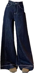 Women's Loose Wide Leg Denim American Retro Flared Long Straight Floor-Length Trousers Jeans
