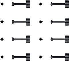8 Pairs Tiny Flat Back Earrings for Women Men 14K Gold Plated Surgical Stainless Steel Stud Earrings Hypoallergenic Cubic Zirconia Cartilage Earrings, 2mm 3mm 4mm