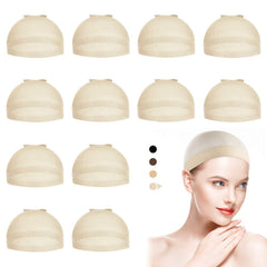 Dreamlover Wig Caps for Women, Brown Stocking Caps for Wigs, 12 Pieces