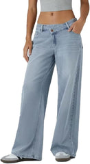 Asymmetrical Low-Rise Loose Jeans, Washed Casual Jeans, European and American Style Personalized Street StraightJeans