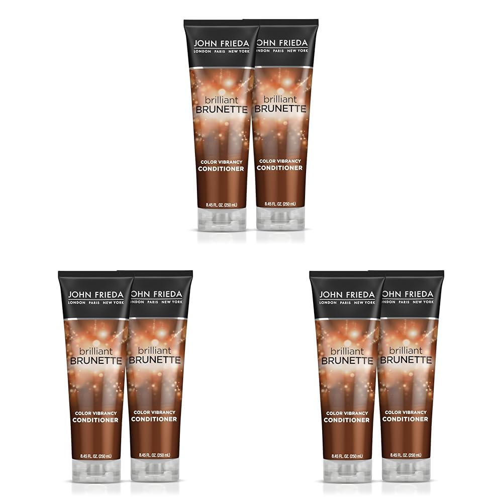 John Frieda Brilliant Brunette, Color Boosting Conditioner, Enhances and Protects Multi-Dimensional Tones, With Sweet Almond Oil to Rehydrate and Replenish Dry Hair, 8.45 Oz