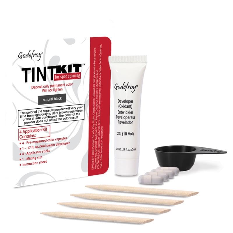 Godefroy Hair Color Kit for Spot Coloring, Covers Up Gray Hairs, Dark Brown, 4-Application Kit, Pack of 1