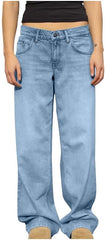 Women's 2025 Wide Leg Jeans Distressed Mid Waist Denim Pants Vintage Trousers Casual Loose Fit Lightweight Trousers