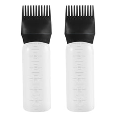 Pimoys Root Comb Applicator Bottle 6 Ounce, 2 Pack Hair Oil Applicator, Applicator Bottle for Hair Dye Applicator Bottle with Graduated Scale, White