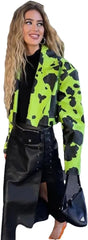 Women Faux PU Leather Jacket Women Notched Cropped Loose Jackets Outwear