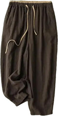 Women's Casual Solid Lace Up Elastic High Waist Loose Wide Leg Pants Ankle-Length Pants