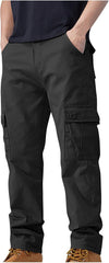 Men's Outdoor Casual Loose Multi Pocket Straight Leg Cargo Pants Fashion Solid Military Athletic Work Trousers