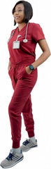Uniforms World Ava Scrubs Set for Women — Classic fit Top & Slim Jogging Pants, Yoga Waistband, 9 Pockets, Anti-Wrinkle