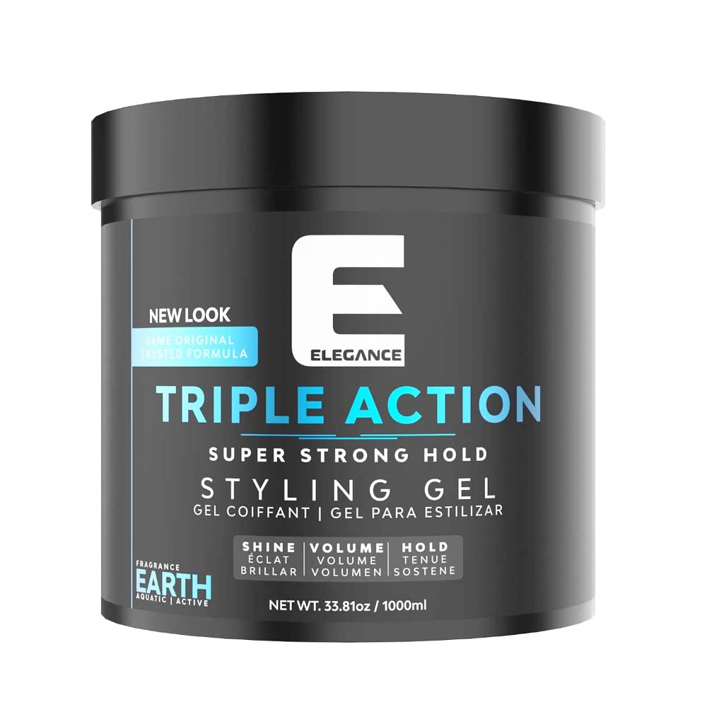 E Elegance Earth Fragrance Triple Action Hair Gel for Men And Women - Super Strong Hold, Extreme Volume, And Long Lasting Shine - Flake Free And Refreshing Fragrance - All Hair Types, 16.9 oz