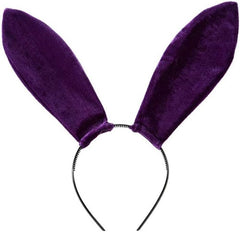 Velvet Bunny Ear Headband Bendable Rabbit Ears Cosplay Headwear Halloween Party Hair Hoop for Adult