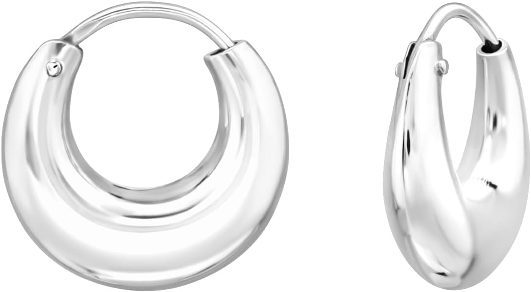 925 Sterling Silver Tapered Hoop Earrings, Sold as a Pair