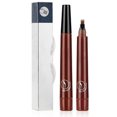 Magic Eyebrow Pencil, 3D Waterproof Microblading Eyebrow Pencil Contouring Pen 4 Tipped Precise Brow Pen, Long-Lasting Fine Stroke Microblade Eyebrow Brush (Gray Brown)
