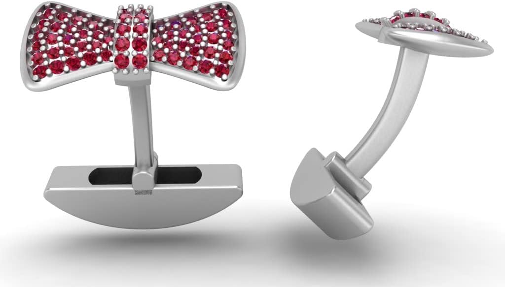 925 Sterling Silver Bow Tie Cufflinks with Gemstones | Men’s Formal Shirt Accessories for Weddings, Parties, and Business